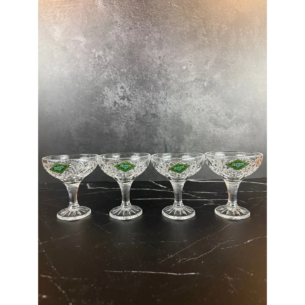 VTG Set of 4 Shannon Crystal Ireland Champagne Coupes‎ EUC!